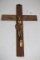 Wooden Cross With Metal Jesus, 13 1/2