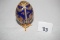 Faberge Dark Blue Imperial Jeweled Egg & Stand, 90 FM, Egg=2 1/2