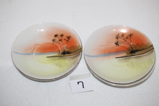 Hand Painted Saucers, Made In Japan, 5 1/2" round