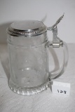 Etched Elk Glass Stein With Lid, Enesco, Made In Western Germany, 6