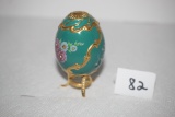 Faberge Mint Empress' Eternal Spring-Green, Imperial Jeweled Egg & Stand, Egg = 2 1/2