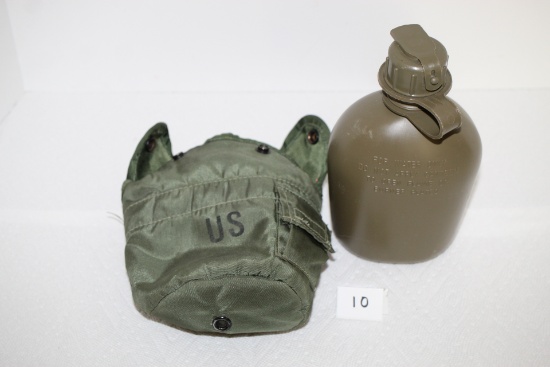 U.S. Military Plastic Canteen & Cover-Unicor, Canteen is Skilcraft, US 2003, #2, 1A863, 8"