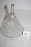 Vintage Ribbed Clear Glass Lab Funnel, 6 1/2