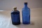 2 Blue Glass Bottles. 7