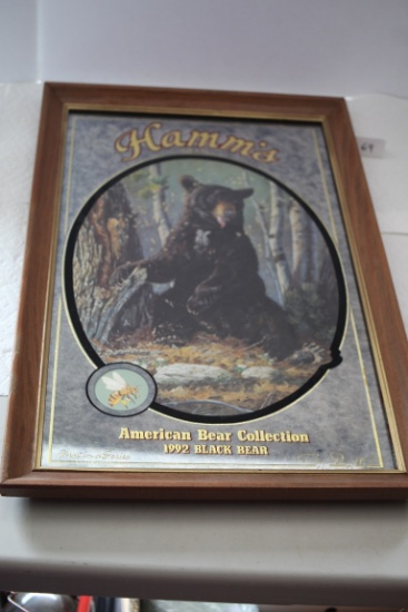 Hamms Beer Mirror, 1992 American Bear Collection, 24" x 15 1/2"