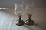 Set Of Candle Holders, Made In Portugal, Pewter, 8 1/4