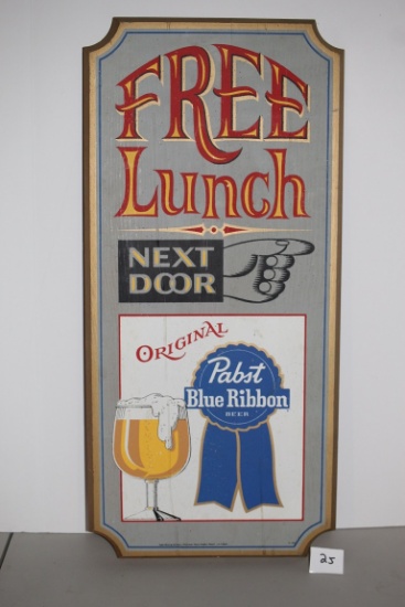 Pabst Beer Sign, Wood, 24" x 11"W