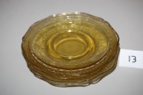 Yellow Depression Glass , Set Of 4 Small Plates, 6