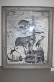 Framed Ship Poster, 23 1/2