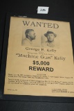 Wanted Machine Gun Kelly, Framed Picture, 9 1/2