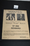 Wanted George Bugs Moran,  Framed Picture, 9 1/2