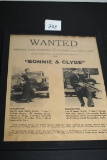 Wanted Bonnie & Clyde, Framed Picture, 9 1/2