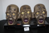 Scary Heads, Plastic, Cardboard Base, Eyes Light Up, Makes Scary Sounds, 8