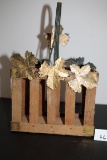 Wooden Basket With Metal Leafs, 8
