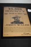Framed Josey Wales Picture, 12