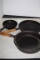 3 Cast Iron Pans, No Markings On Small Black, 6 1/2