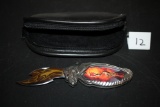 Franklin Mint Knightstone Boris Vallejo Lady Dragon Pocket Knife With Case, Metal, 7
