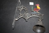 Cast Iron Rooster With Bell, 10 1/2