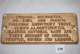 Cast Iron Chicago, Milwaukee, St. Paul and Pacific Railroad Equipment Sign, 13