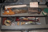 Vintage Large Wooden Tool Box With Assorted Tools, Box-31
