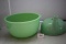 Vintage Jadeite Juicer Attachment, Jadeite Green Glass Bowl, 9