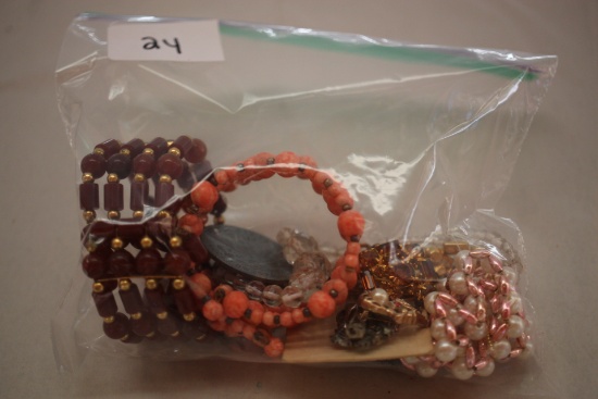 Assorted Vintage Costume Jewelry, Sandwich Bag