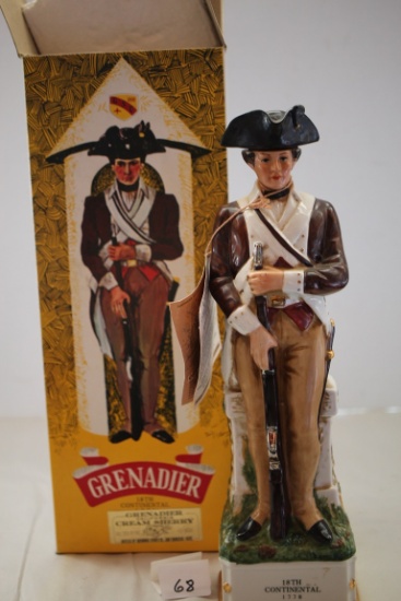 Grenadier California Cream Sherry Decanter, Empty, 18th Continental 1778, April 1970