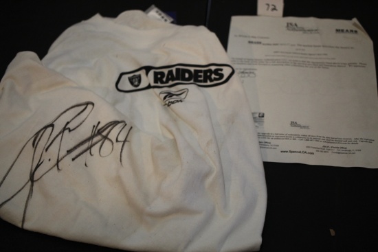2000's Jerry Porter Oakland Raiders Signed T-Shirt, Mens XL, Needs cleaning