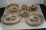 Johnson Bros., Mill Stream, Made In England, Box Of Same Pattern Cups, Plates, Saucers, Bowls, Etc