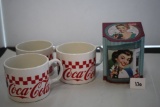 3 Coca Cola Soup Mugs-3 1/2