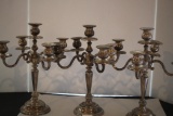 3 Silverplated Metal Candle Holders