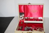 Vintage Musical Jewelry Box, Works, Assorted Jewelry