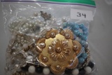 Assorted Vintage Costume Jewelry, Sandwich Bag