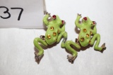 2 Frog Pins, Metal, Back Legs Move, 1