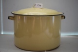 Vintage Yellow & Black Enamelware Pot, 12 1/2