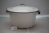 Vintage White & Black Enamelware pot, 10