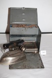 Vintage Sunbeam Electric Iron In Metal Box