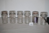 6 Glass Jars With Lids & Wire Bails, 5 1/2