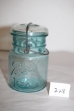Blue Glass Ball Jar, 5 1/2
