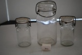 3 Jars With Lids & Metal Bails, 5 1/2