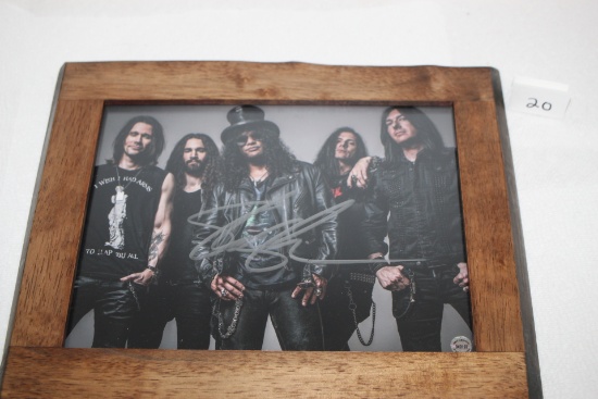 Framed Autographed Slash Picture, 12 3/4" x 11" incl. frame, LOA