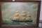 Vintage Clipper Ship Board Print, Framed, Turner Mfg. Company, 40 3/4