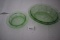 Cherry Blossom Oval Bowl & Round Butter Dish, Green Depression Glass, Bowl-9