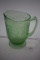 Cherry Blossom Pitcher With Scalloped Base, Green Depression Glass, 7