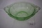 Cherry Blossom Handled Bowl, Green Depression Glass, 11