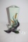 Vintage Hull Pottery 97 Triangular Vase Flying Duck Goose And Cattails, 11 1/2