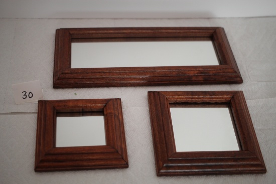 3 Framed Mirrors, 4 1/2" x 4 1/2", 5 1/2" x 5 1/2", 11" x 5", Home Interiors & Gifts, NIB