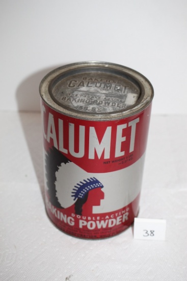 Calumet Baking Powder Tin, 7 1/2" x 5 1/4" Round