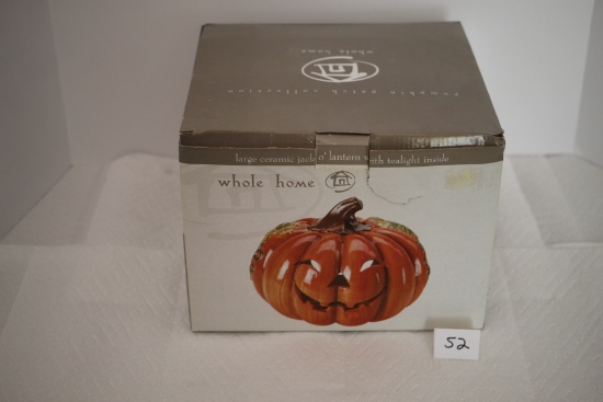 Large Ceramic Jack O'Lantern With Tealight Inside, Whole House, Pumpkin Patch Collection
