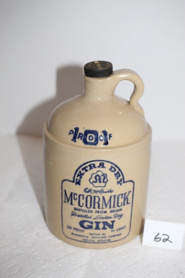 McCormick Extra Dry Gin Jug, 101 proof, 168-68, 11-D-16, 7" x 4 1/4" Round